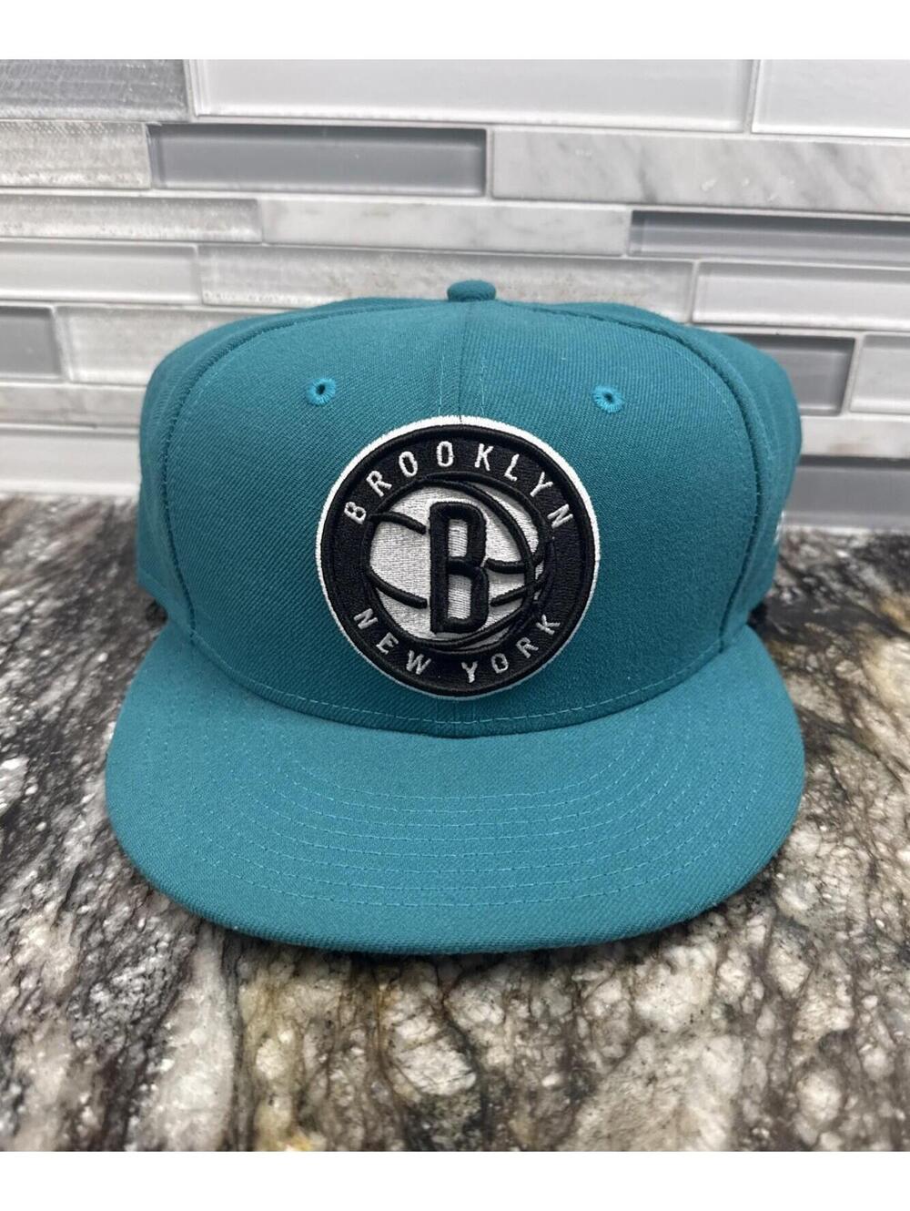 New Era 9FIFTY Snapback Brooklyn Nets Teal Rim Teal Hat Adjustable.